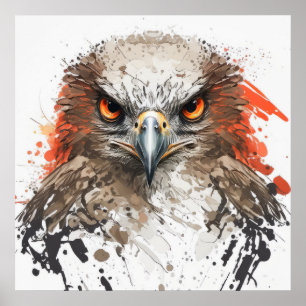 Falcon Portrait Animal Painting Wildlife Outdoors Poster