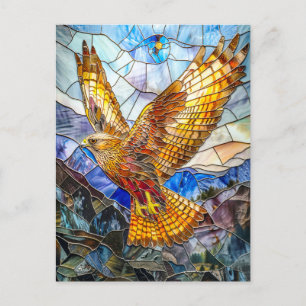 Falcon Soaring Over Landscape Postcard