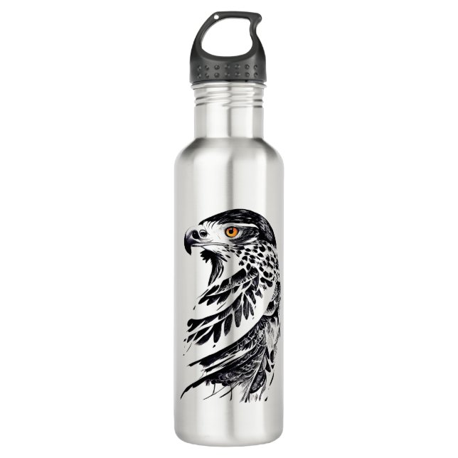 Falcon Wild Animal Nature Illustration Art Tattoo 710 Ml Water Bottle (Front)