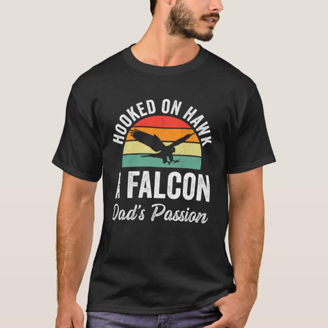 Falconer Dad Falconry Hooked on Hawk T-Shirt (Front)