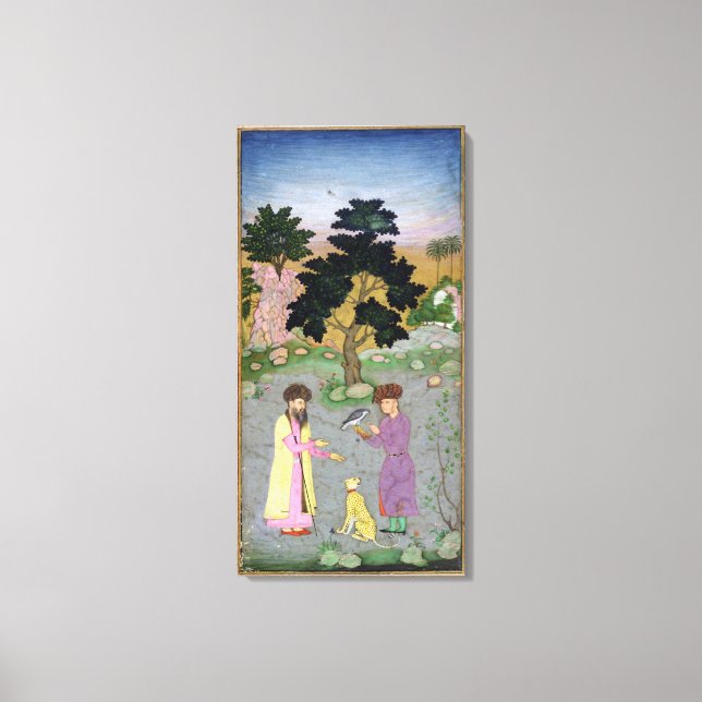 Falconer with companion and pet cheetah, from the canvas print (Front)