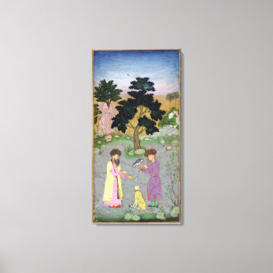 Falconer with companion and pet cheetah, from the canvas print