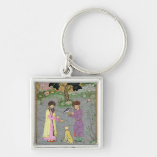 Falconer with companion and pet cheetah, from the key ring