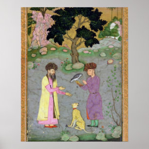 Falconer with companion and pet cheetah, from the poster