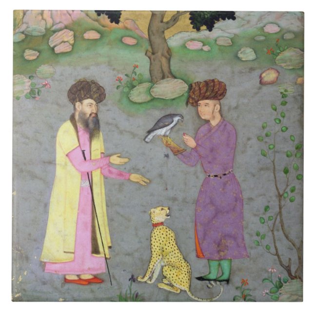 Falconer with companion and pet cheetah, from the tile (Front)