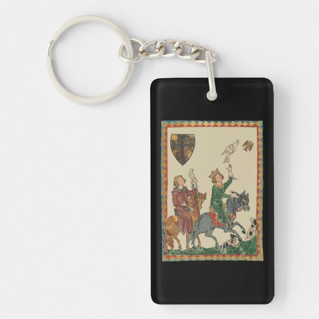 Falconry, 14th Century Codex Manesse Key Ring (Front)