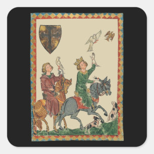 Falconry, 14th Century Codex Manesse Square Sticker