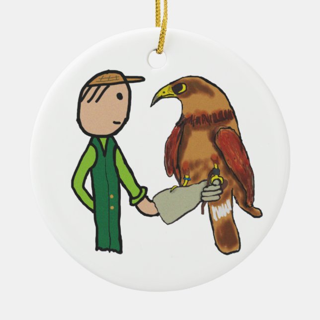 Falconry Ceramic Tree Decoration (Front)