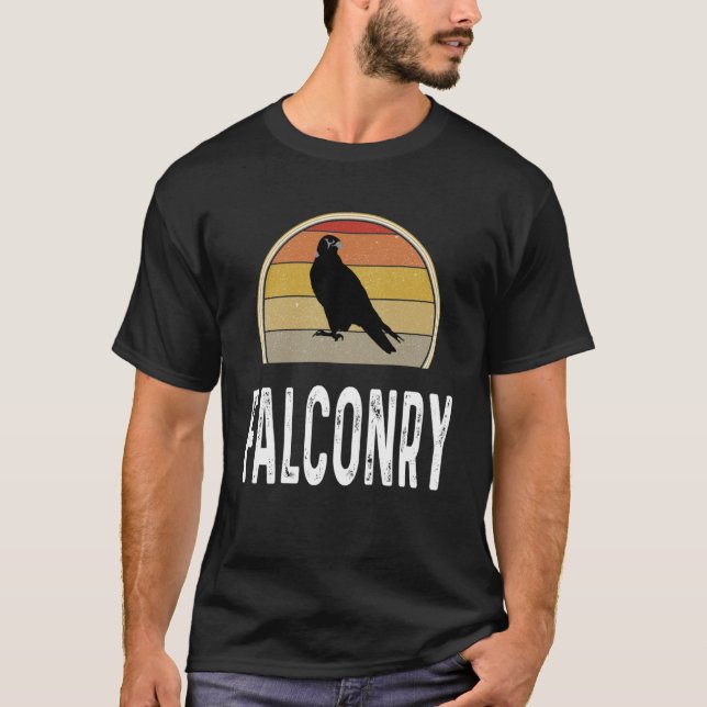 Falconry  Retro Vintage Falcon   Bird Watching T-Shirt (Front)