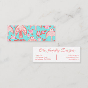 Falcons and Roses Elegant Botanical Feminine Chic Mini Business Card
