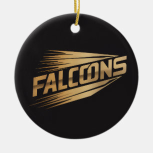 Falcons Golden Speed Typography Design Ceramic Tree Decoration