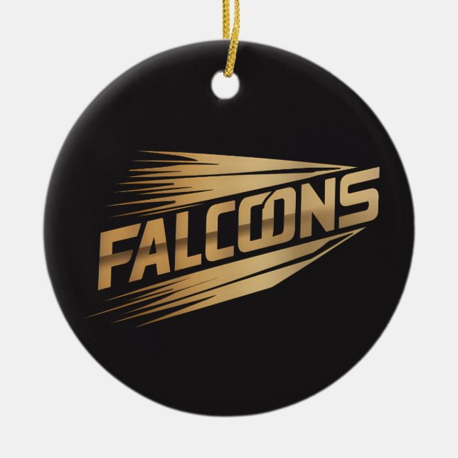 Falcons Golden Speed Typography Design Ceramic Tree Decoration (Front)