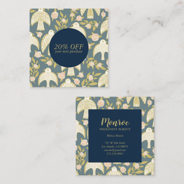 Falcons & Roses Chic Elegant Illustrated  Discount Card (Front/Back)