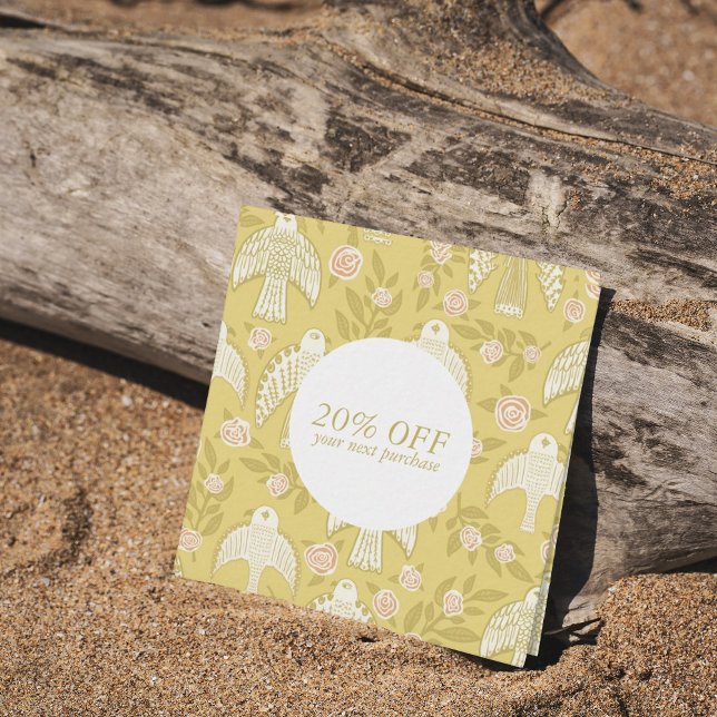 Falcons & Roses Chic Elegant Illustrated Girly  Discount Card (Creator Uploaded)