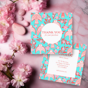 Falcons & Roses Chic Elegant Order Thank You  Square Business Card