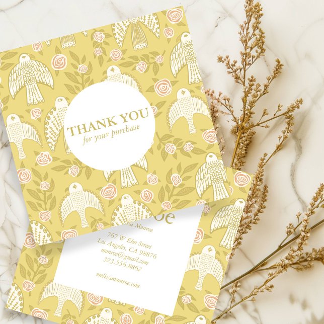 Falcons & Roses Chic Elegant Order Thank You  Square Business Card (Falcons & Roses Chic Elegant Order Thank You Square Business Card
)