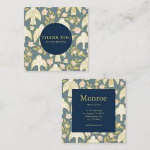 Falcons & Roses Chic Elegant Order Thank You  Square Business Card