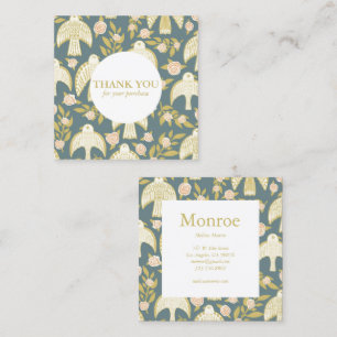 Falcons & Roses Chic Elegant Order Thank You  Square Business Card