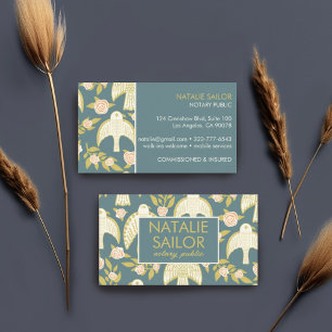 Falcons & Roses Chic Unique Modern Notary Public  Business Card