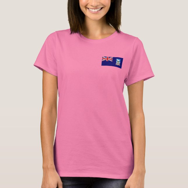 Falkland Islands Flag and Map dk T-Shirt (Front)