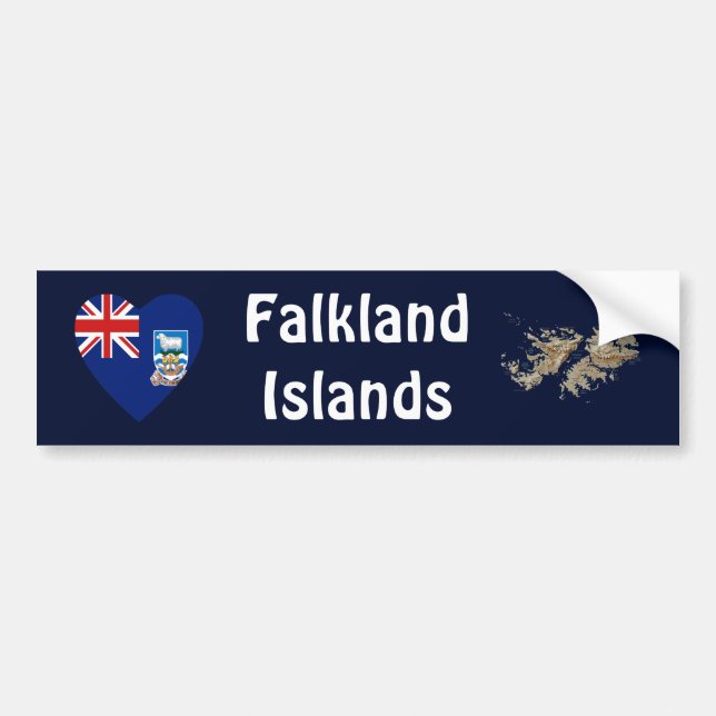 Falkland Islands Flag Heart + Map Bumper Sticker (Front)