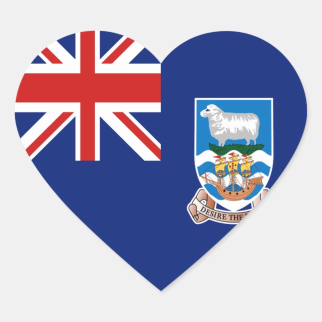 Falkland Islands Flag Heart Sticker (Front)