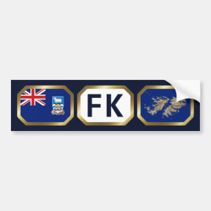 Falkland Islands Flag Map Code Bumper Sticker