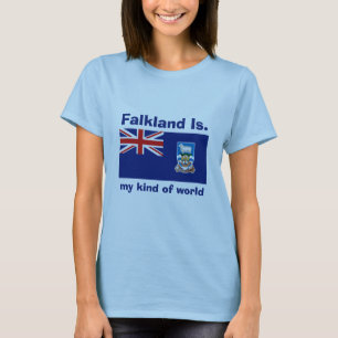 Falkland Islands Flag + Map + Text T-Shirt