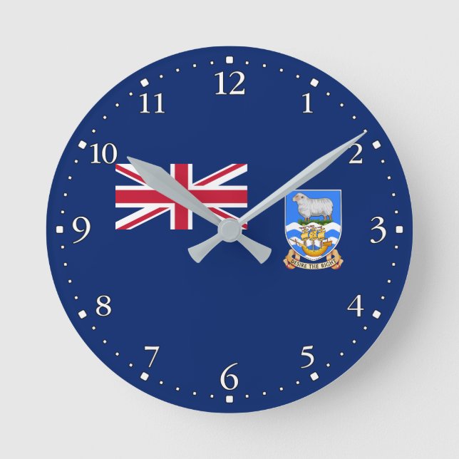 Falkland Islands Flag Round Clock (Front)