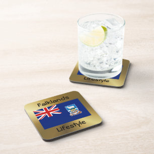 Falkland Islands Flag+Text Coaster