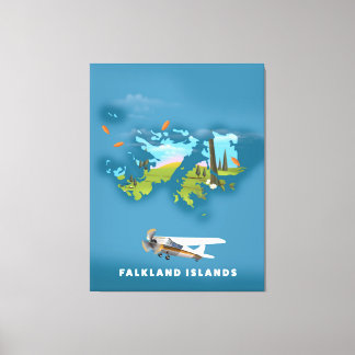Falkland islands illustrated map canvas print