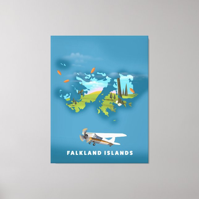 Falkland islands illustrated map canvas print (Front)