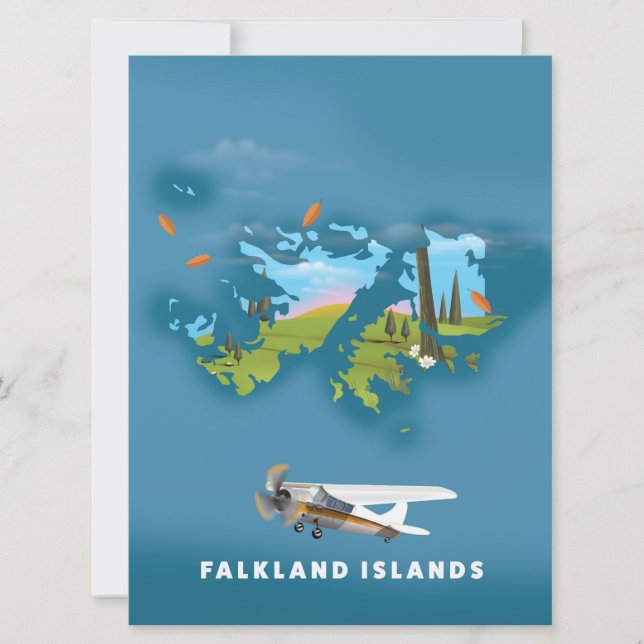 Falkland islands illustrated map invitation (Front)
