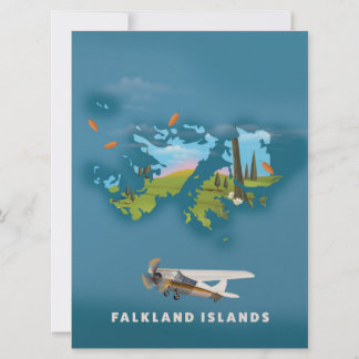 Falkland islands illustrated map invitation