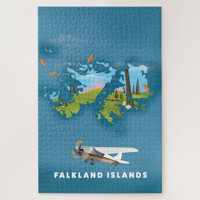 Falkland islands illustrated map jigsaw puzzle (Vertical)