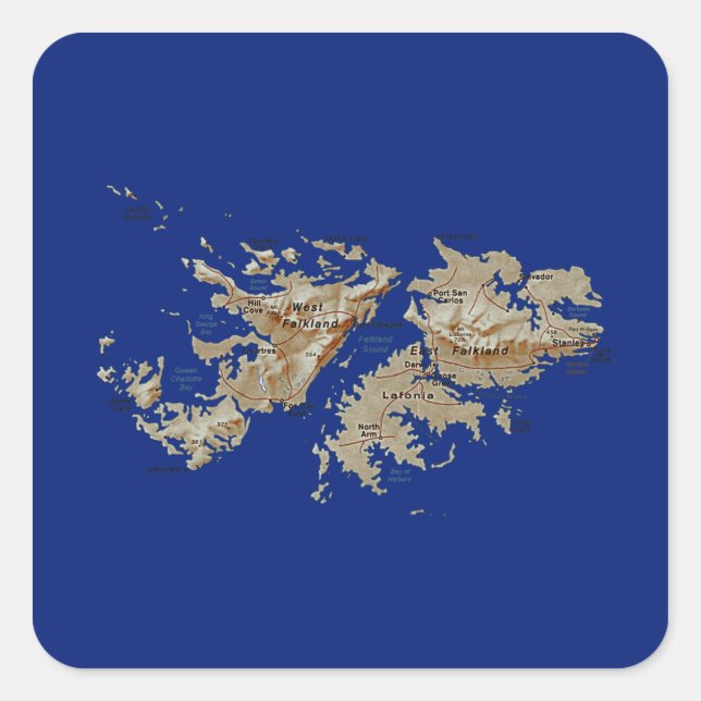 Falkland Islands Map Sticker (Front)