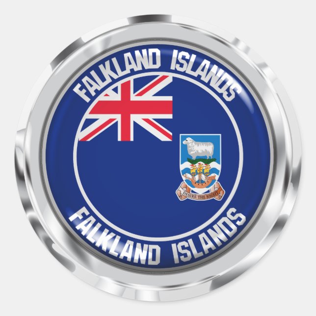 Falkland Islands Round Emblem Classic Round Sticker (Front)