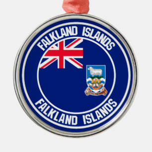 Falkland Islands Round Emblem Metal Tree Decoration