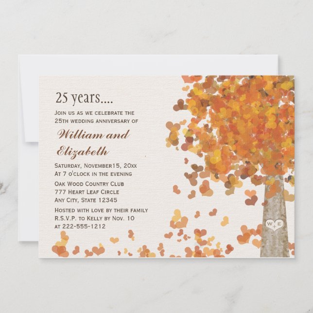 Fall 25th Wedding  Anniversary Photo Invitations (Front)