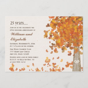 Fall 25th Wedding Anniversary Photo Invitations