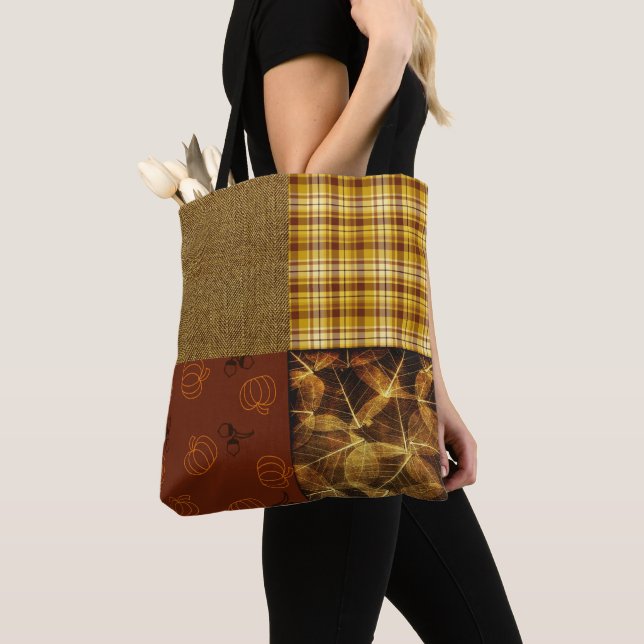 Fall 4 corners 2 Design, Warm Tones Tote Bag (Close Up)
