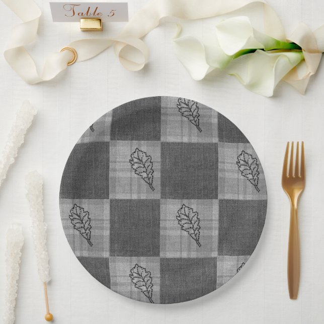 Fall 4 corners Grey Tones Dinner Plate (Wedding)