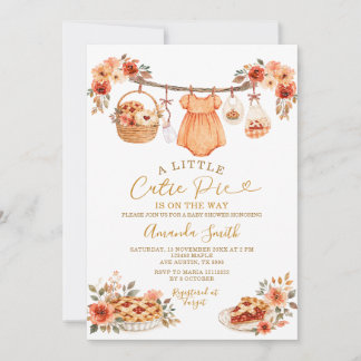 Fall A Little Cutie Pie Is on the Way Baby Shower Invitation