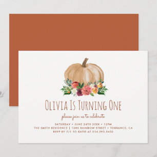 Fall A Little Pumpkin 1st Birthday Invitation