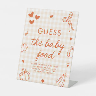 Fall A Little Pumpkin Guess the Baby Food Game Pedestal Sign