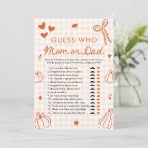 Fall A Little Pumpkin Guess Who Mum or Dad Game Invitation
