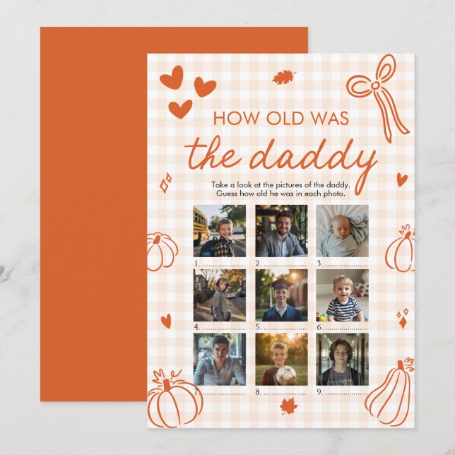 Fall A Little Pumpkin How Old Was The Daddy Game Invitation (Front/Back)