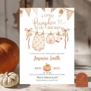 Fall A little Pumpkin is on the way Baby Shower Invitation