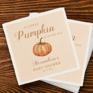 Fall A Little Pumpkin On the Way Baby Shower Napkin