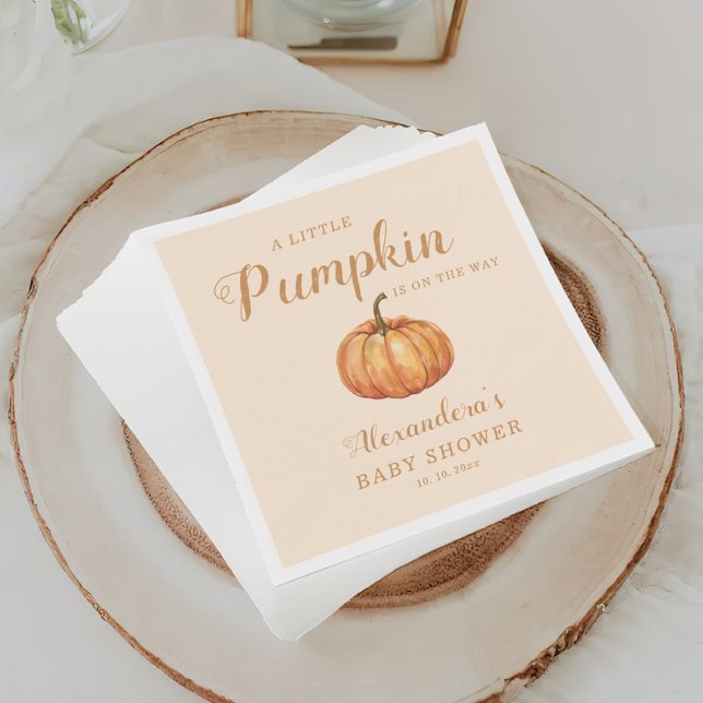 Fall A Little Pumpkin On the Way Baby Shower Napkin (Creator Uploaded)